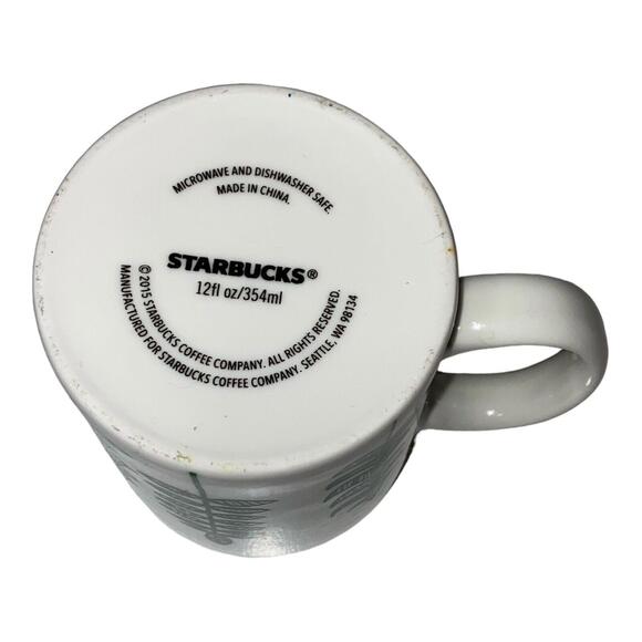 Starbucks 2015 Christmas Holiday Pine Tree 12 oz Coffee Cup Mug - Picture 5 of 6